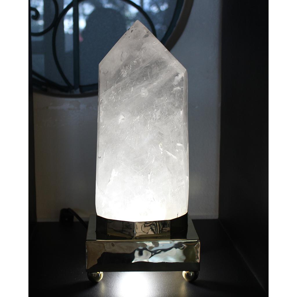 PRISME CRISTAL SOCLE LUMINEUX LAITON