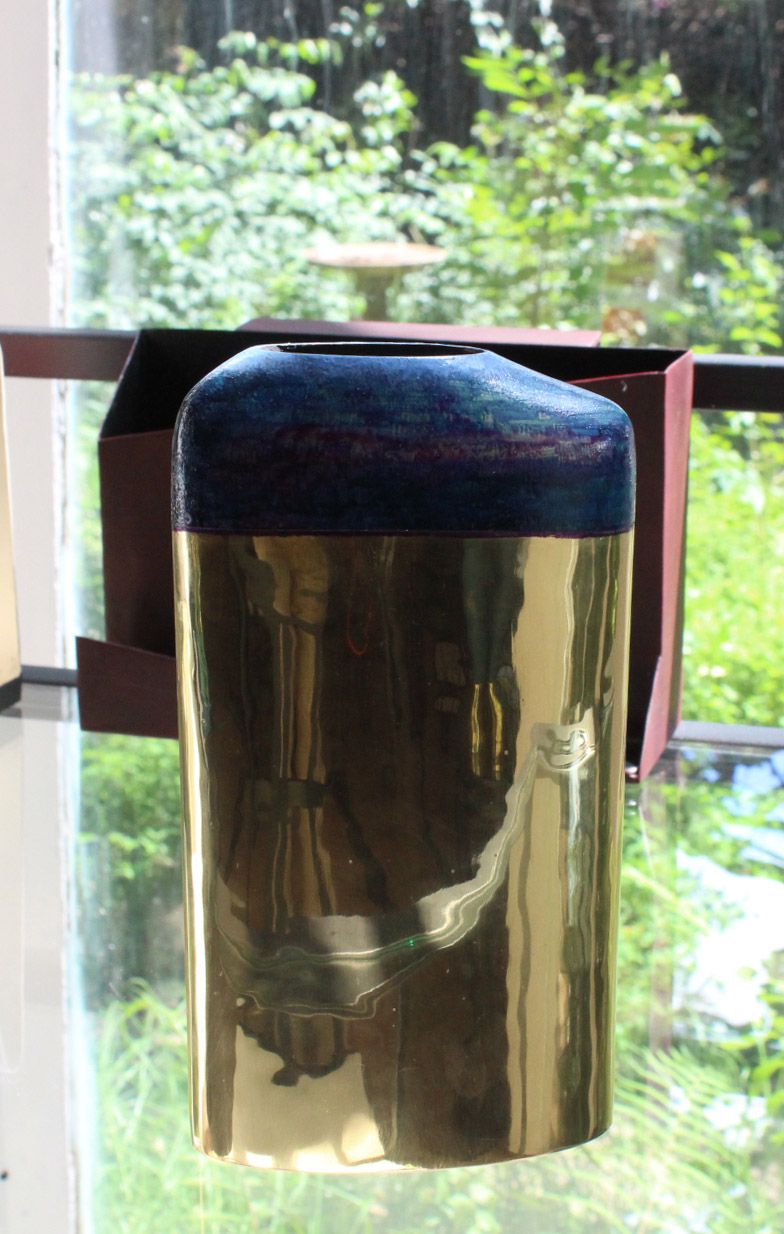 Vase bouteille laiton H22